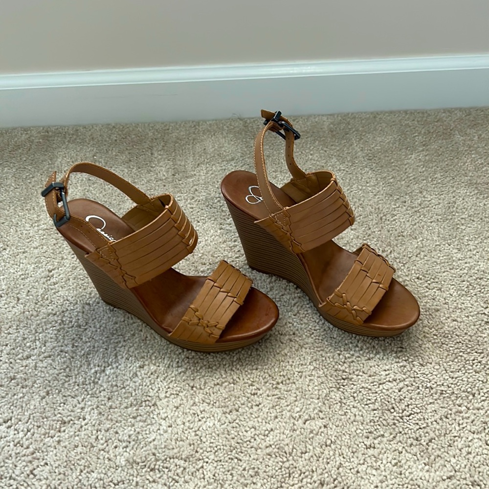 Tan Jessica Simpson wedges! Size 6